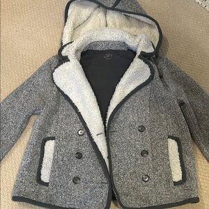 LOFT Gray Tweed Sherpa Lined Peacoat